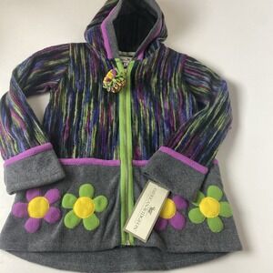 American Widgeon Coat Jacket Girls Size 10 Colorful striped Flowers NWT $65 zips